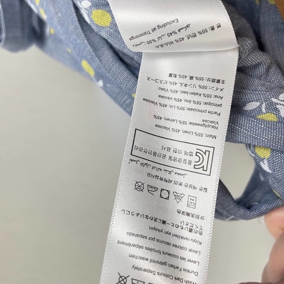 Joules Blue High Waisted Lemon Print Linen Blend Shorts Size 10 - Picture 3 of 4